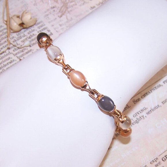 Ross Simons Sterling Silver Rose Gold Vermeil Moonstone Agate Tennis Bracelet - Picture 2 of 9